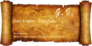 Geringer Ibolya névjegykártya